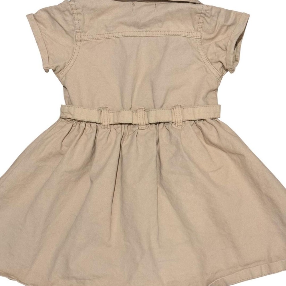 Nanette Girls Size 6 Khaki Shirt Dress Embroidered Floral Belted Button Front - Picture 2 of 6